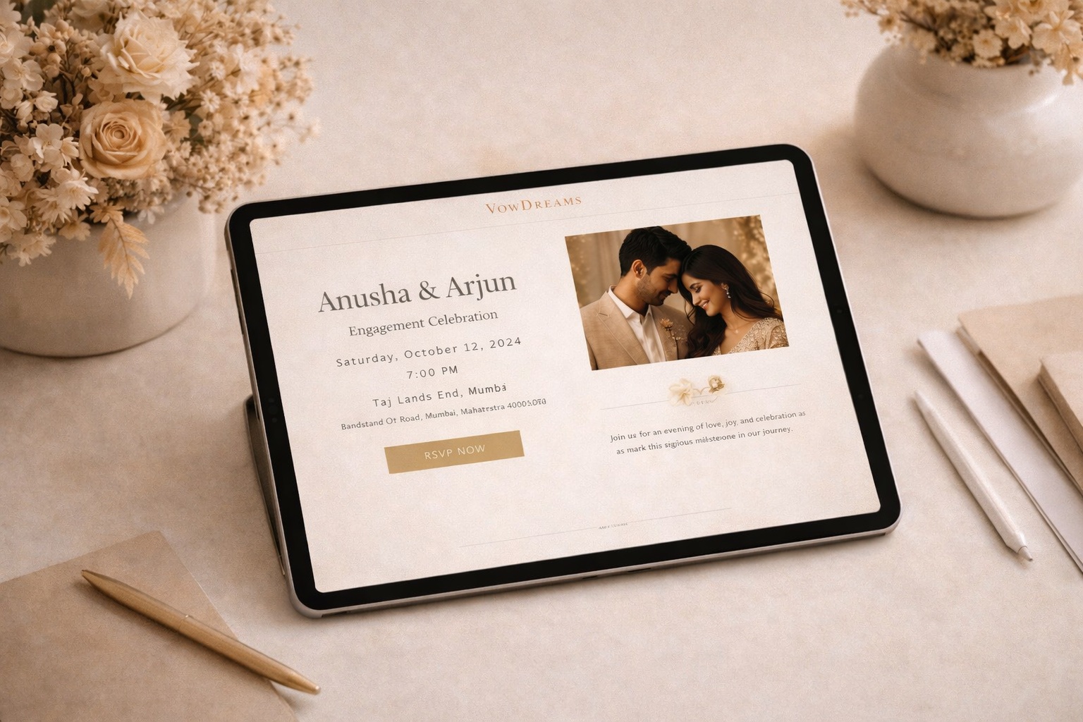 Engagement event page service from VowDreams