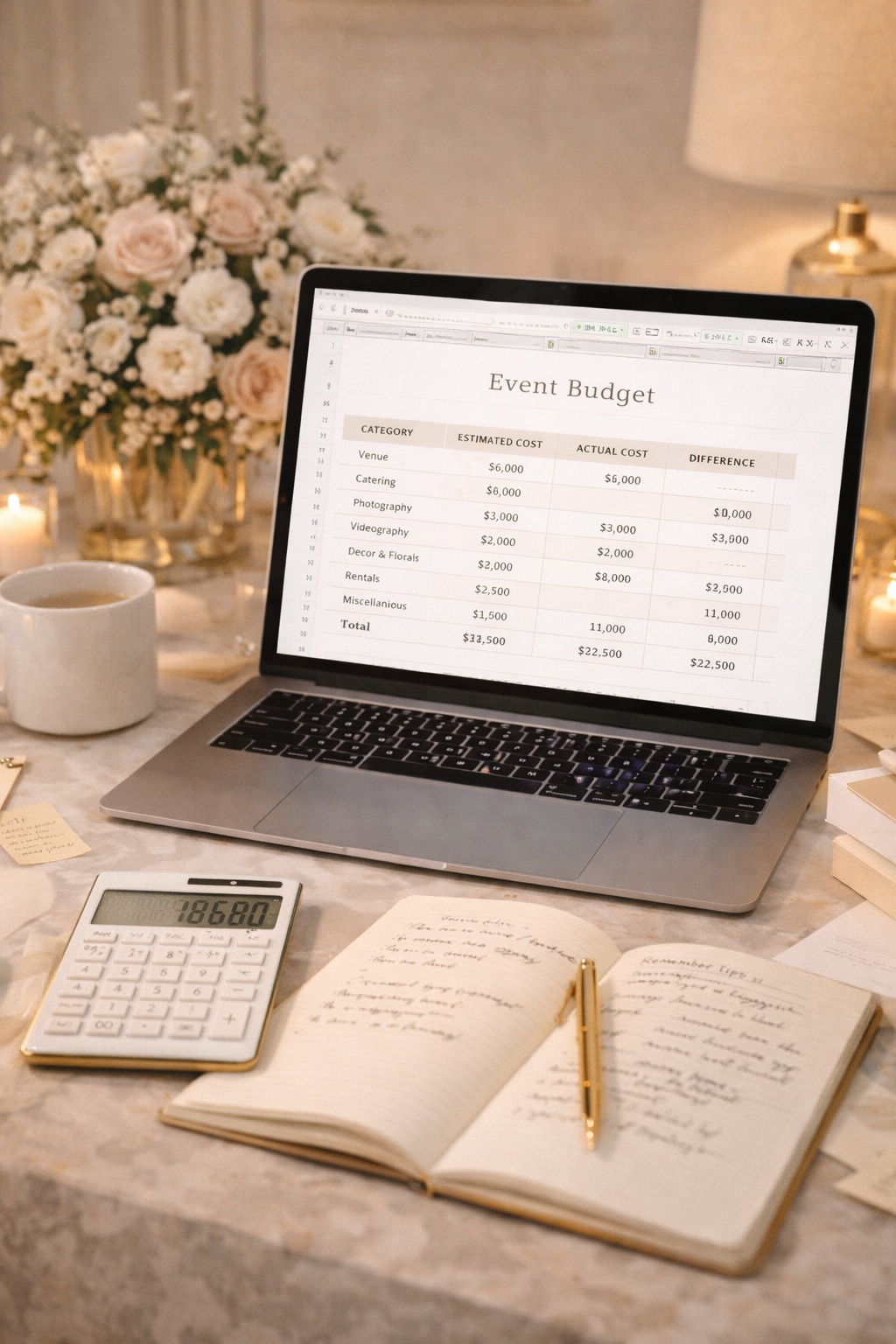 Expense tracking feature preview for the VowDreams event planner